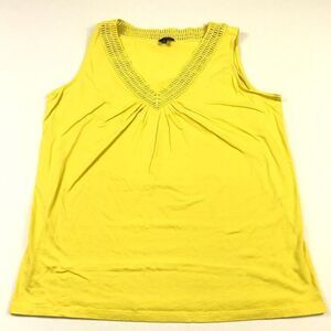 Talbots Womens Tank Yellow V-Neck Sleeveless Cotton Blend Top Plus Size 1X *